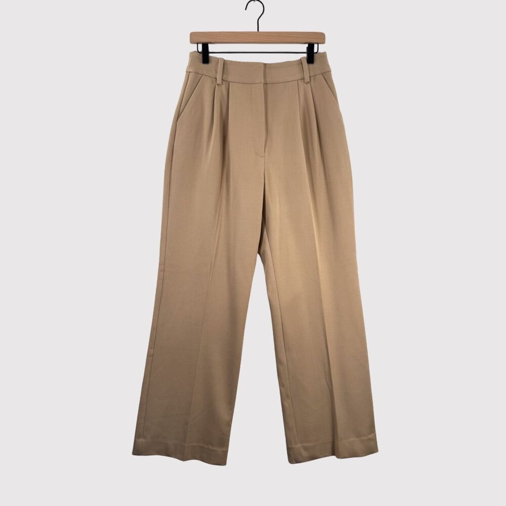 Favorite Daughter Womens Pants Brown Pleated High Rise Wide Leg Stretch Size 8 - Picture 2 of 11